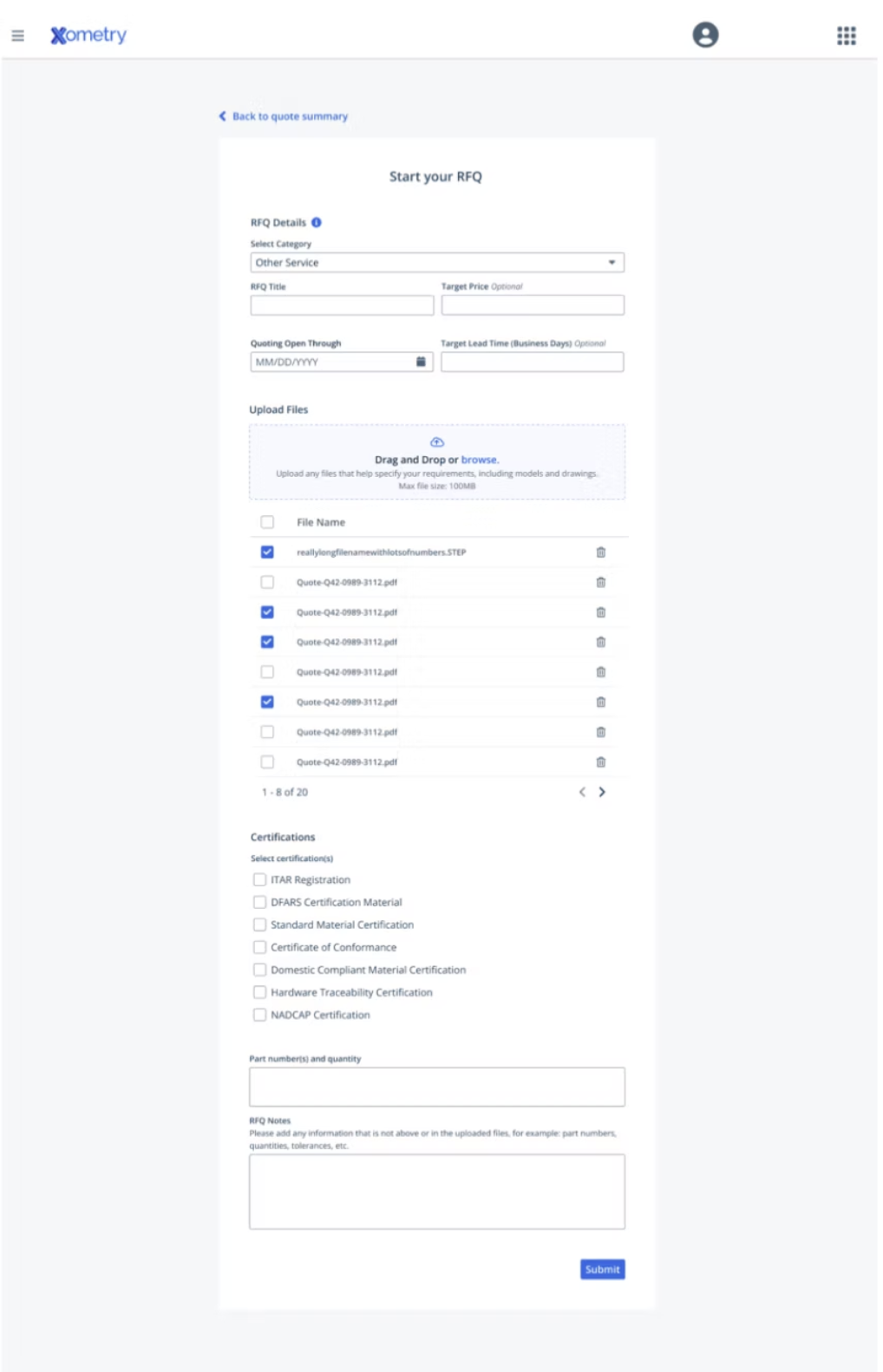 New RFQ Form design